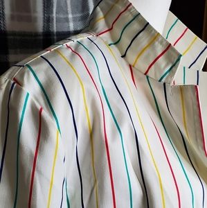 Y2K Rainbow Pin Stripe Blazer Jacket Pockets Preppy Scholastic Academia OOAK